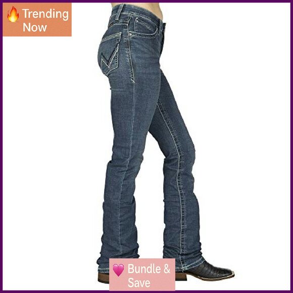 Premium Patch Mae Mid Rise Riding Jeans Boot Cut Fit - Picture 5 of 7